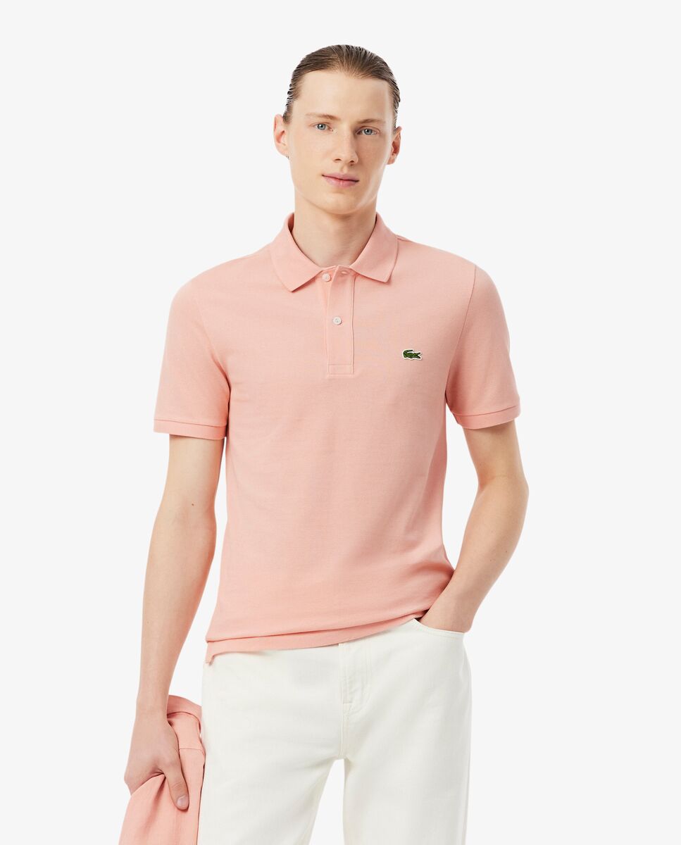 Polo de hombre de piqué de corte ajustado de manga corta - Lacoste - Rosa Rosa-1