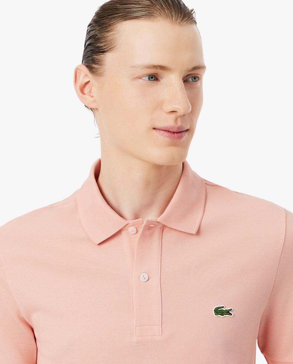 Polo de hombre de piqué de corte ajustado de manga corta - Lacoste - Rosa Rosa-3