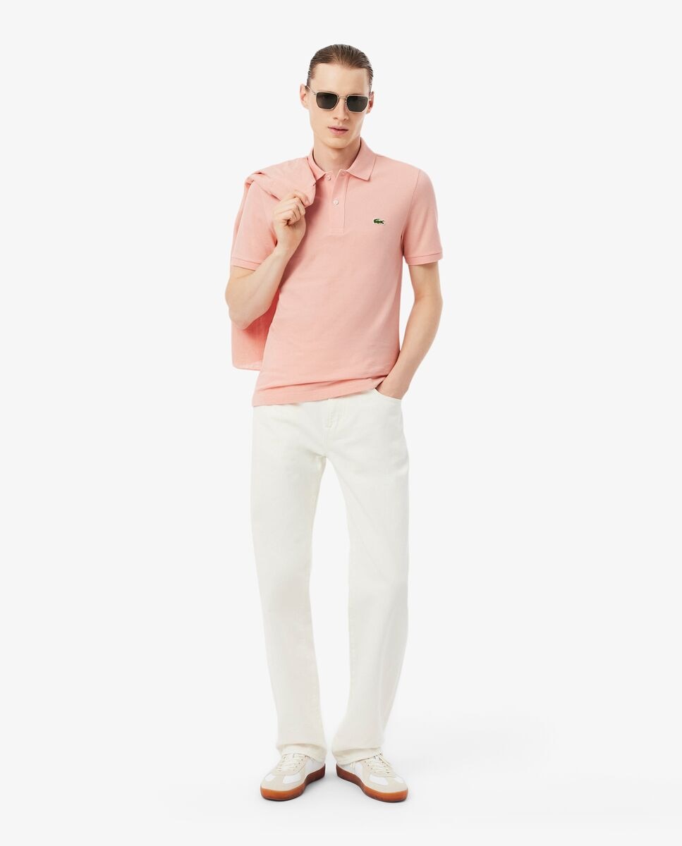 Polo de hombre de piqué de corte ajustado de manga corta - Lacoste - Rosa Rosa-4