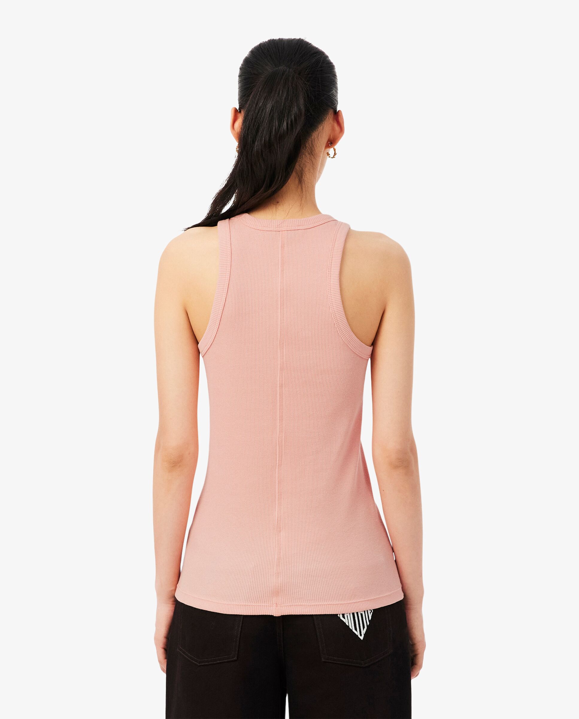 Top de tirantes de corte ajustado de algodón en marrón de manga corta - Lacoste - Rosa Rosa-2