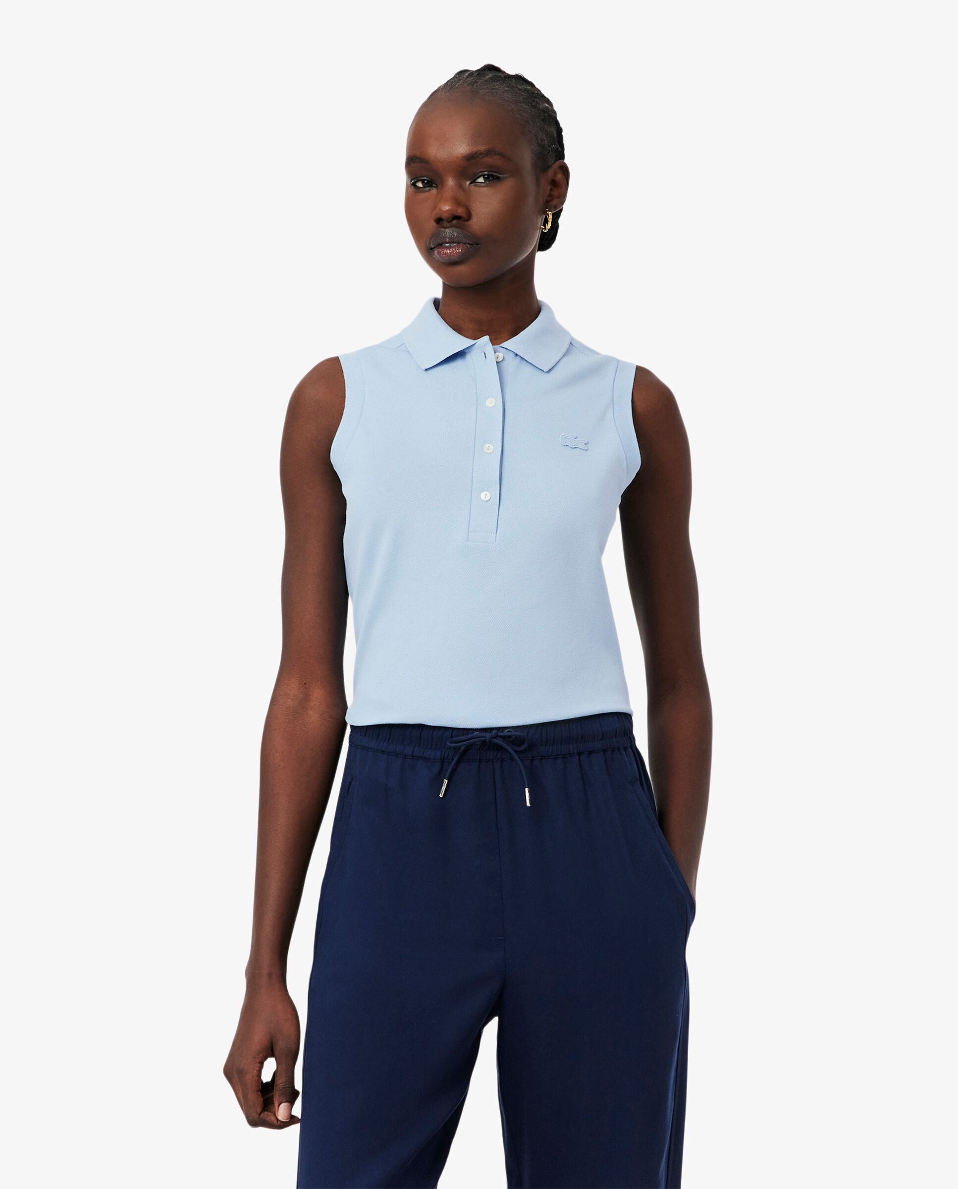 Polo de mujer sin mangas elástico de corte ajustado - Lacoste - Azul claro Azul claro-1