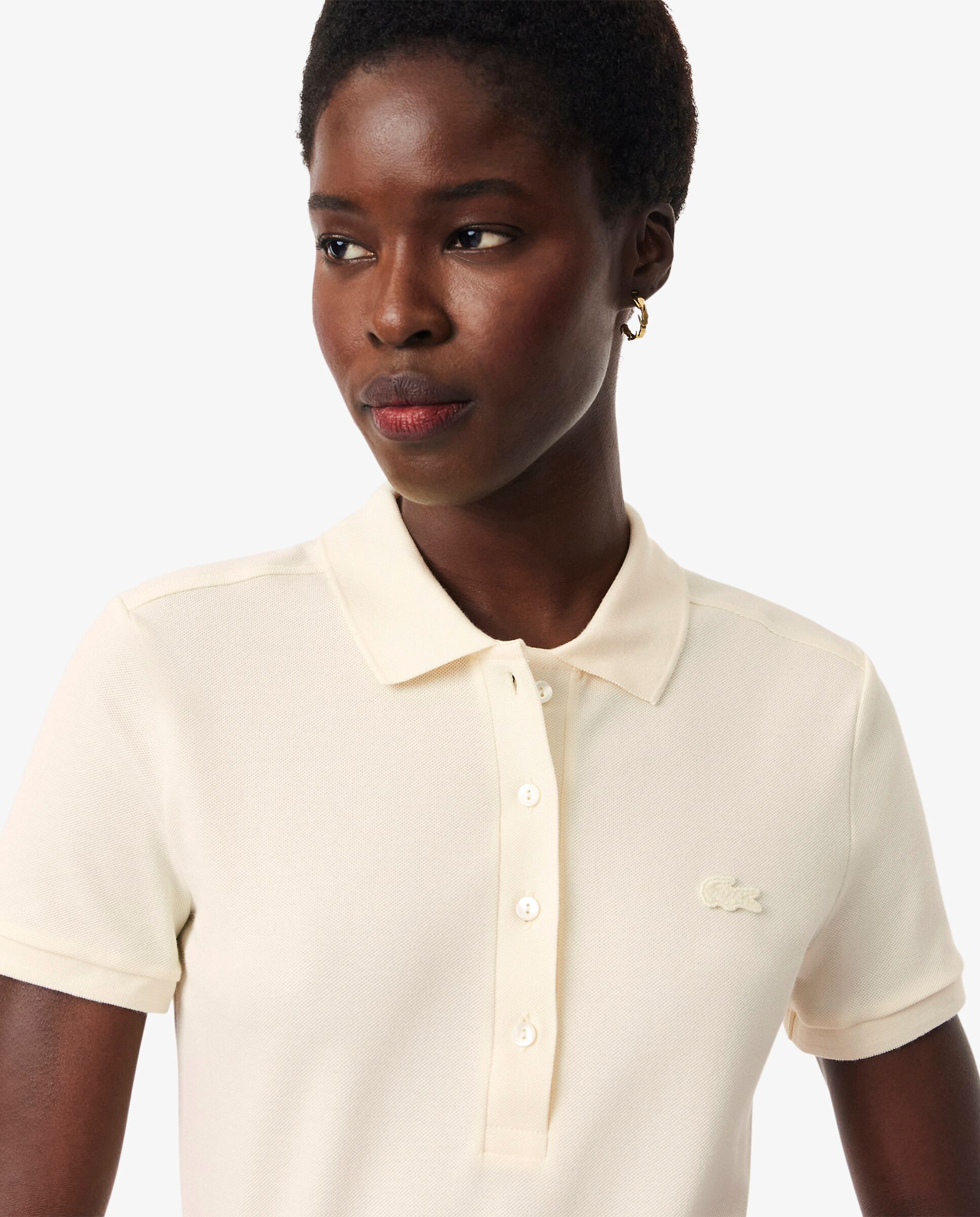 Polo de mujer en piqué de algodón stretch de manga corta - Lacoste - Amarillo Amarillo-3