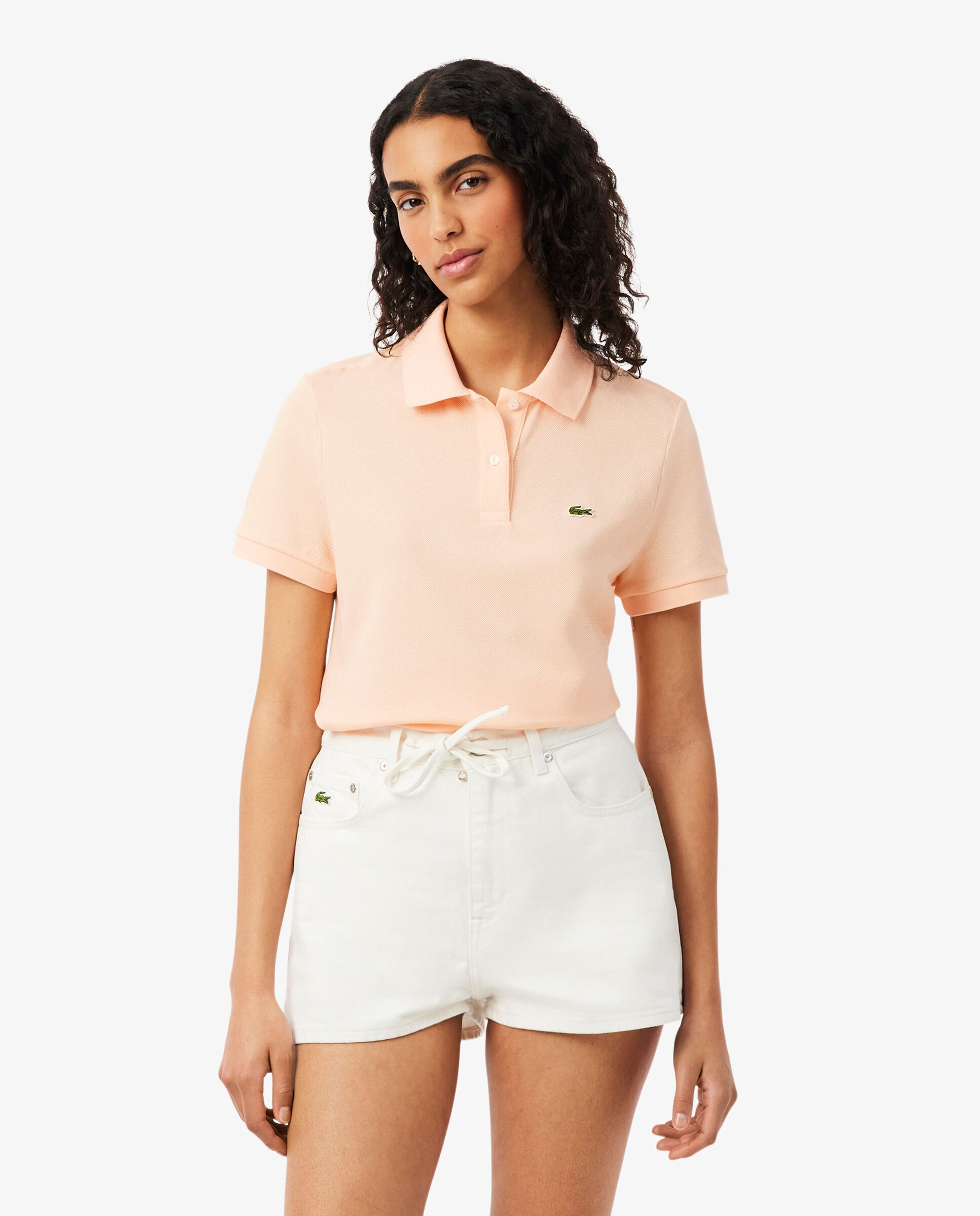 Imagen 0 de Polo de mujer de corte regular de petit piqué suave de manga corta Beige