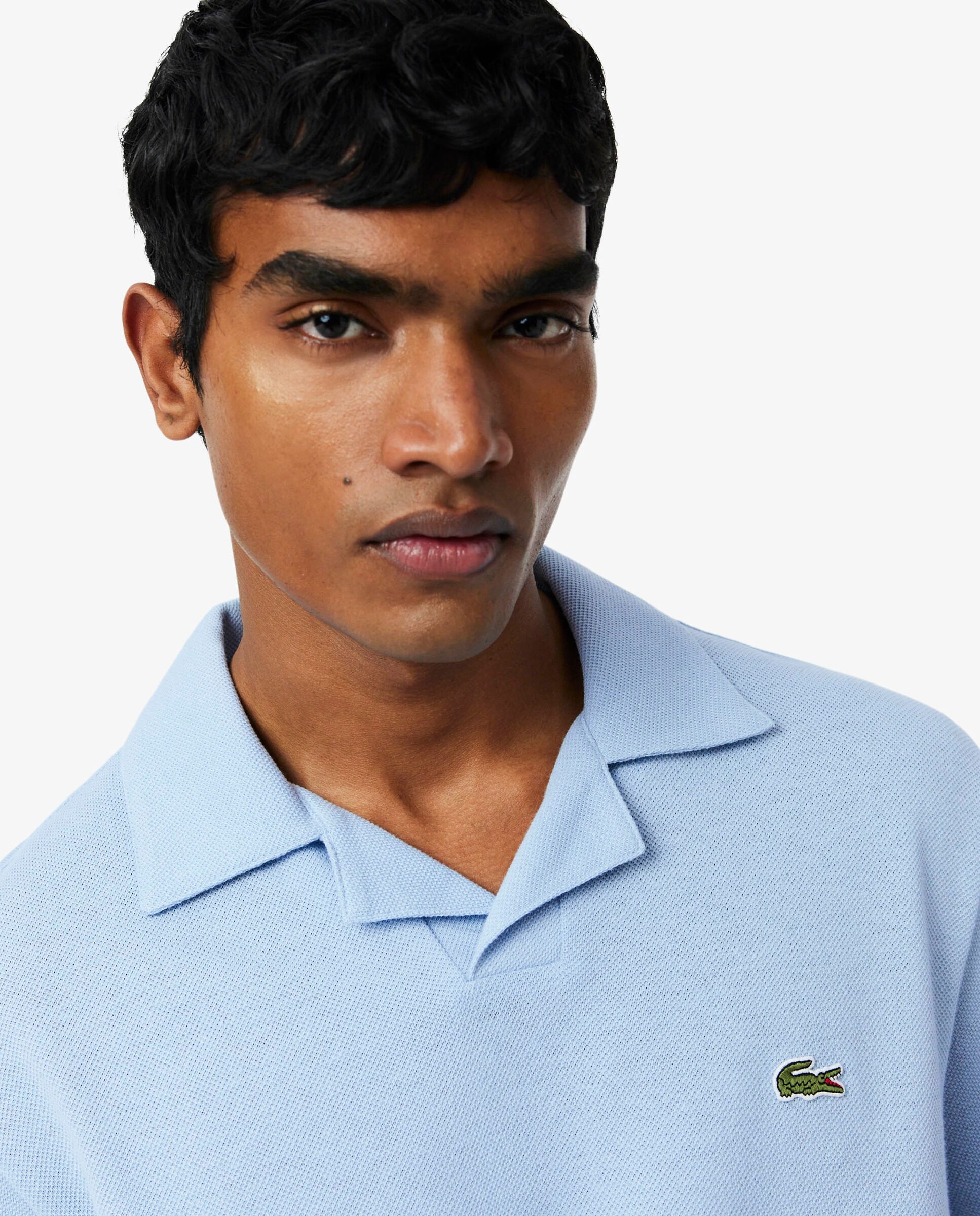 Polo de hombre de corte clásico mezcla de algodón y lino en azul de manga corta - Lacoste - Azul claro Azul claro-3