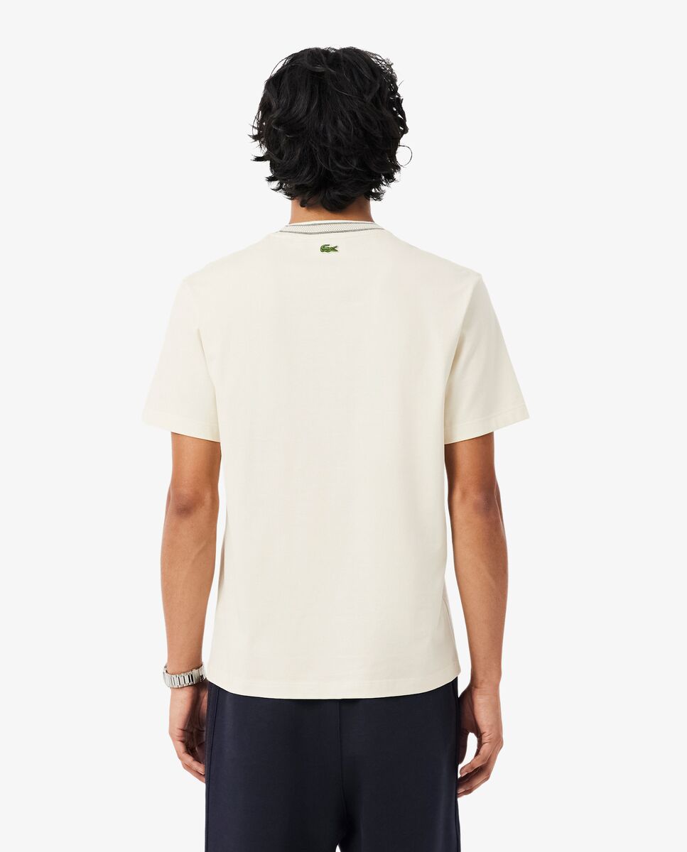 Camiseta de hombre con insignia en contraste fabricada en Francia de manga - Lacoste - Blanco Blanco-2
