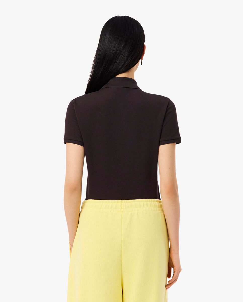 Polo manga corta slim fit en minipiqué de mujer - Lacoste - Marrón Marrón-3