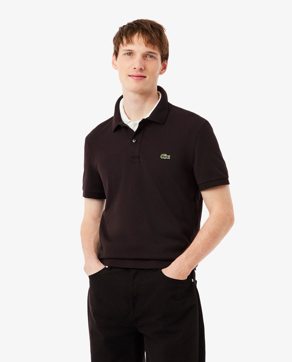 Polo de hombre de piqué de corte ajustado de manga corta - Lacoste - Marrón Marrón-1