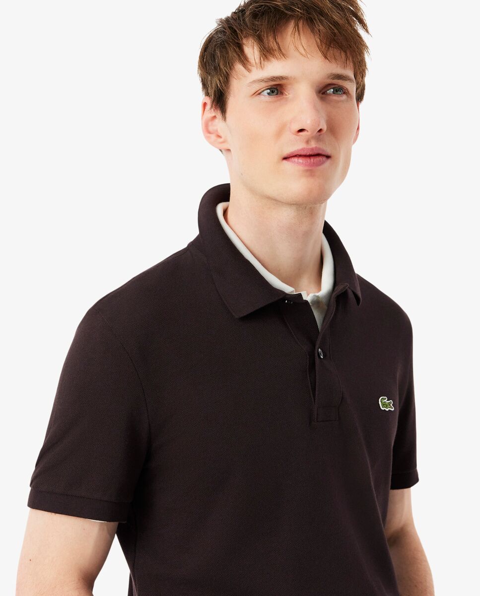 Polo de hombre de piqué de corte ajustado de manga corta - Lacoste - Marrón Marrón-3