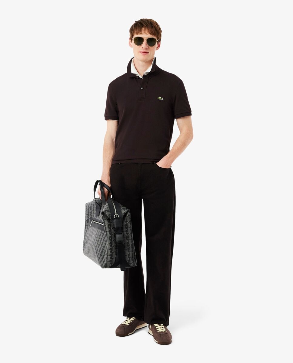 Polo de hombre de piqué de corte ajustado de manga corta - Lacoste - Marrón Marrón-4