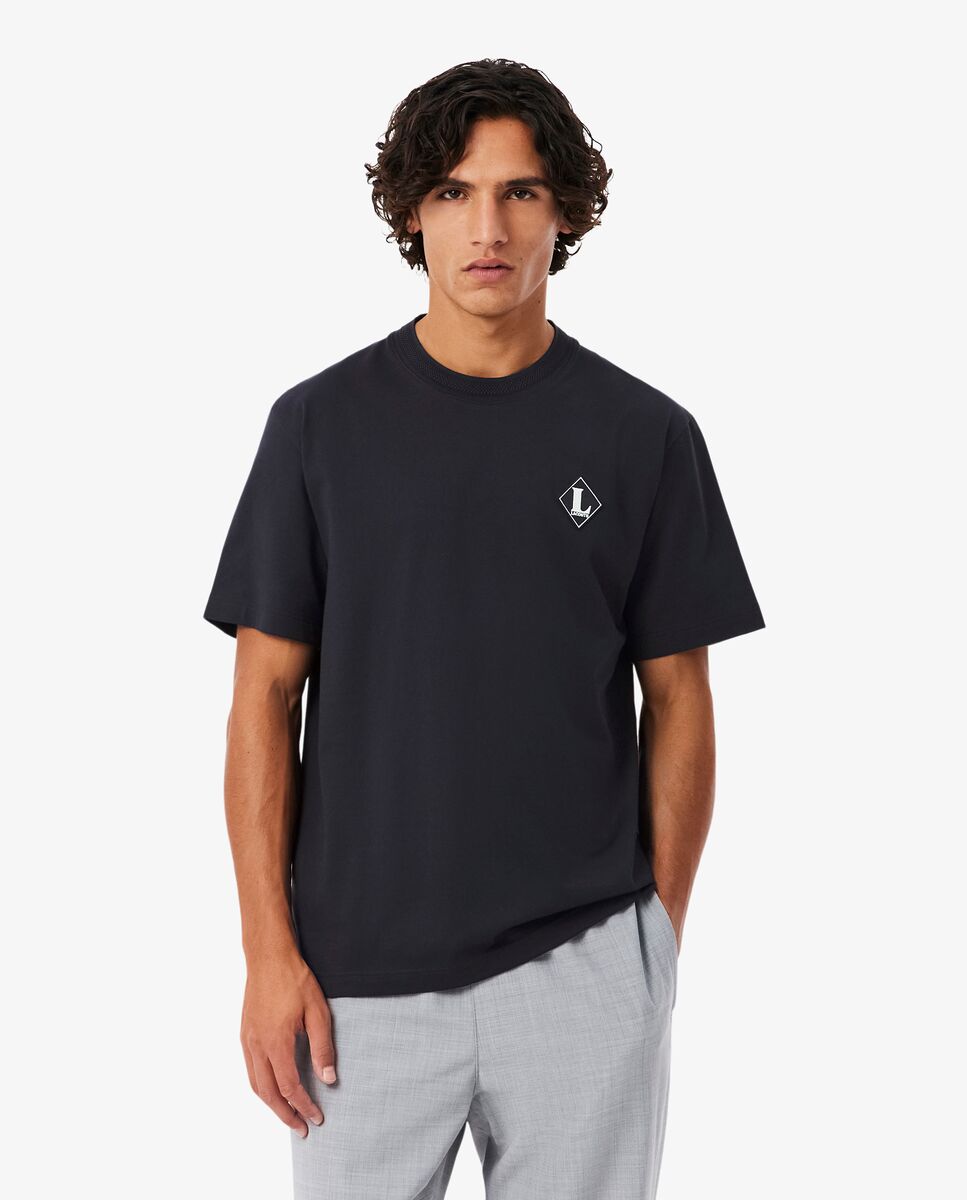 Camiseta de hombre con insignia en contraste fabricada en Francia de manga - Lacoste - Negro Negro-1