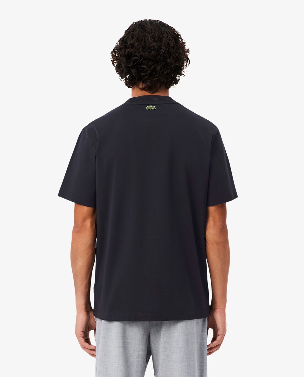 Camiseta de hombre con insignia en contraste fabricada en Francia de manga - Lacoste - Negro Negro-2