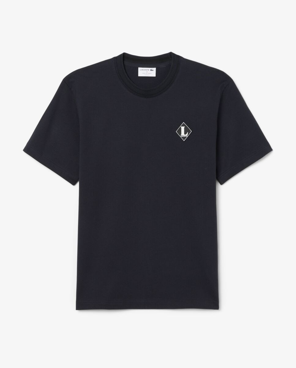 Camiseta de hombre con insignia en contraste fabricada en Francia de manga - Lacoste - Negro Negro-5