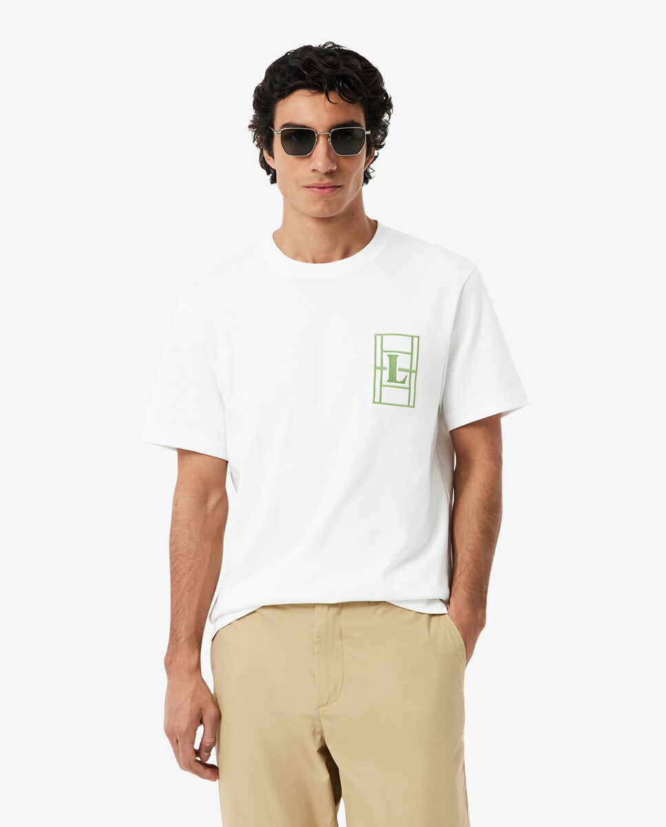 Camiseta de hombre grueso con bordado de manga corta - Lacoste - Blanco Blanco-1