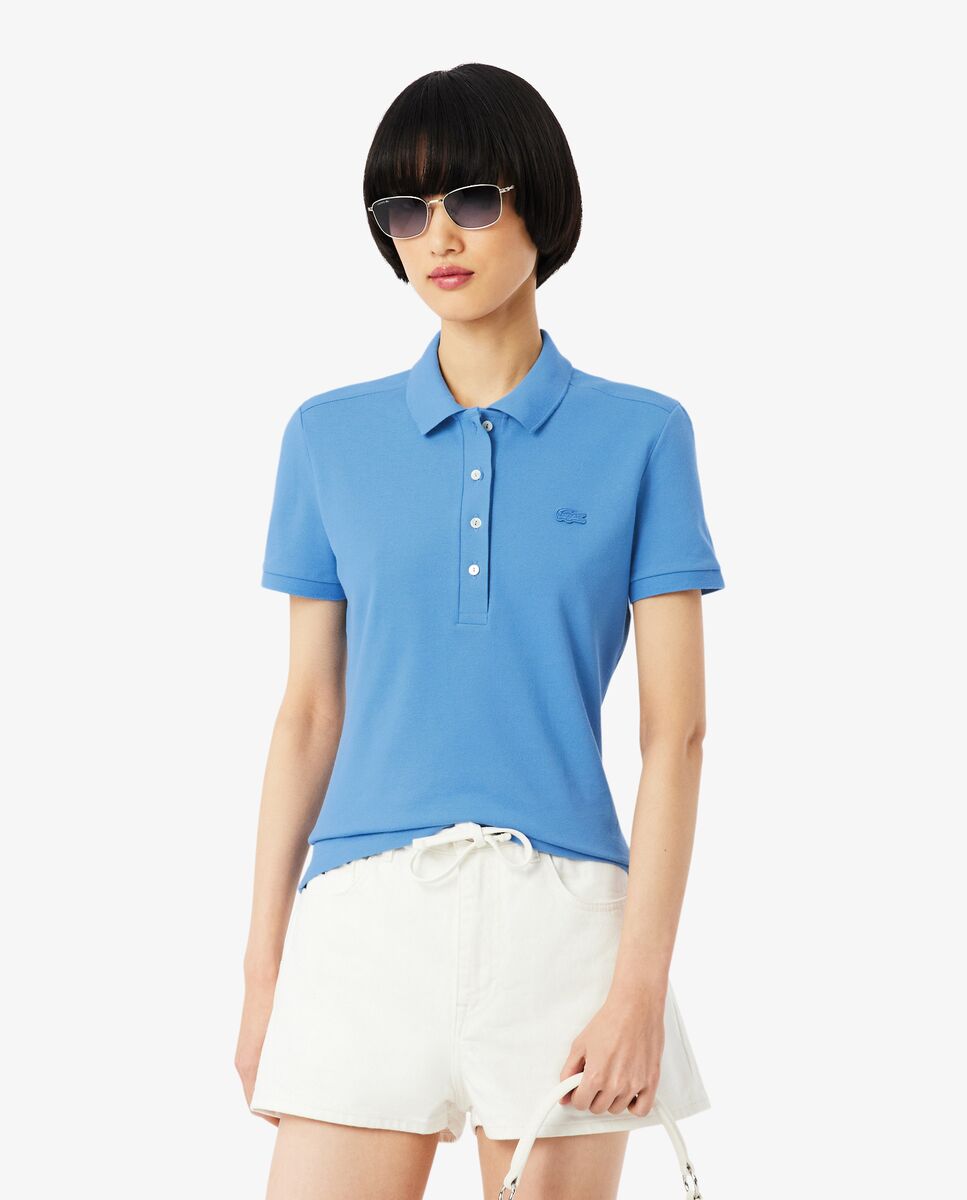 Polo de mujer en piqué de algodón stretch de manga corta - Lacoste - Azul Azul-2