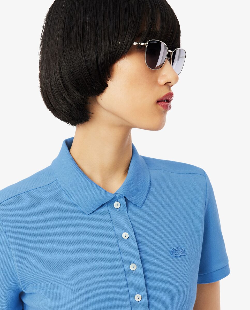Polo de mujer en piqué de algodón stretch de manga corta - Lacoste - Azul Azul-4