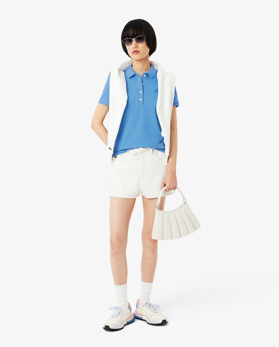 Polo de mujer en piqué de algodón stretch de manga corta - Lacoste - Azul Azul-5