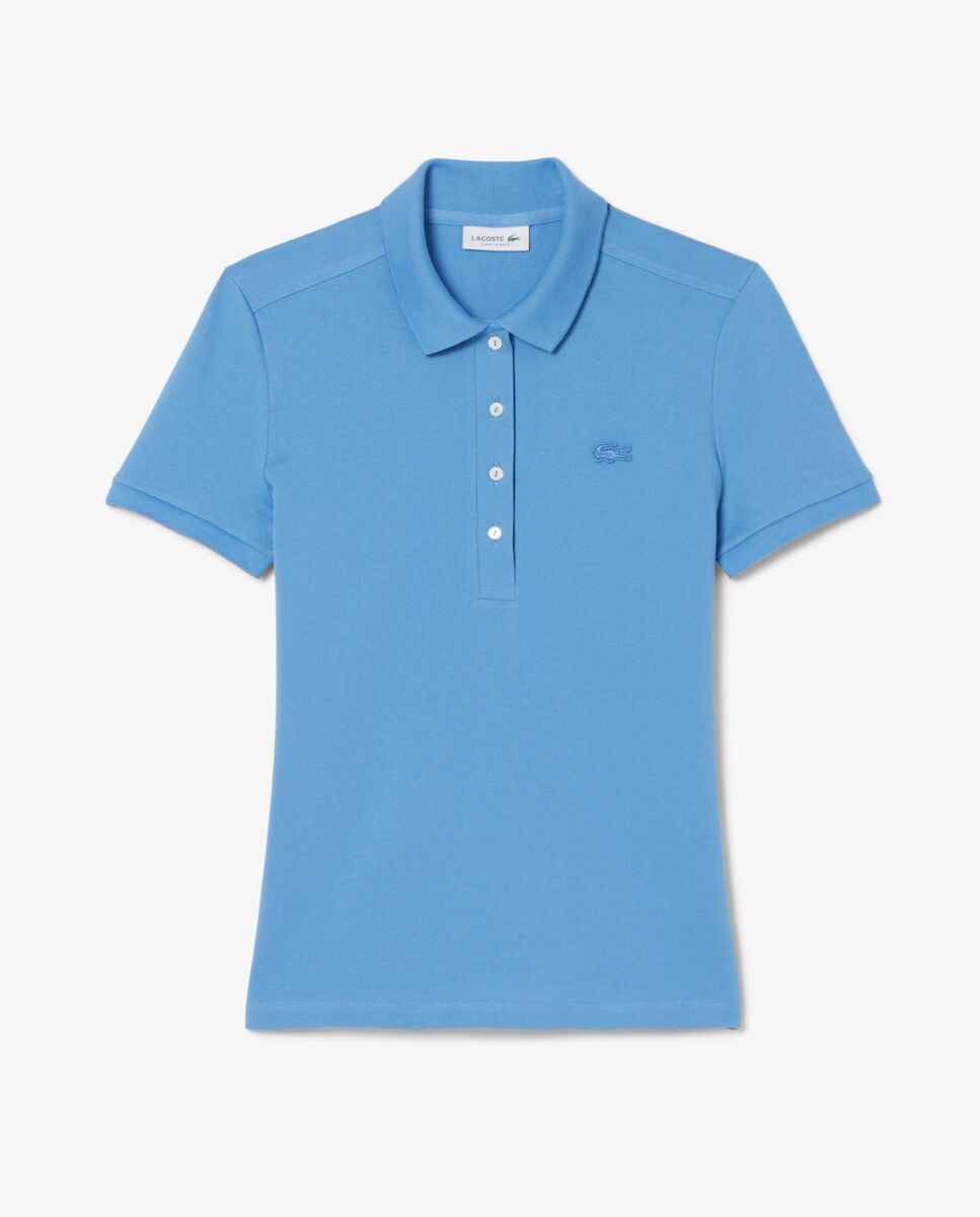 Polo de mujer en piqué de algodón stretch de manga corta - Lacoste - Azul Azul-6
