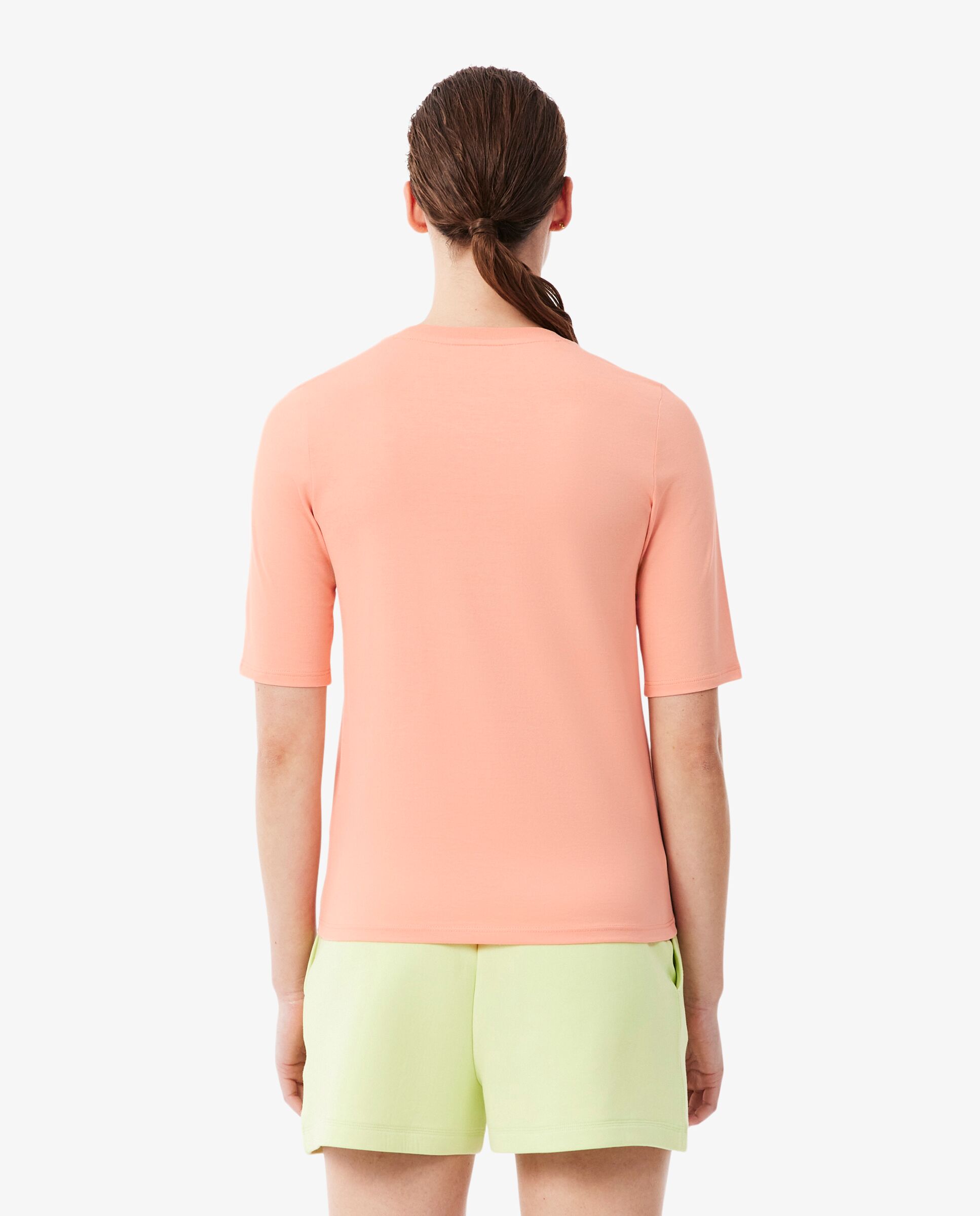Camiseta de mujer de manga francesa de algodón suave - Lacoste - Rosa Rosa-2
