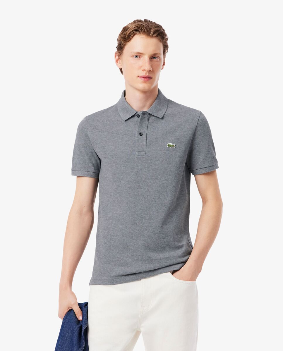Polo de hombre de piqué de corte ajustado de manga corta - Lacoste - Gris claro Gris claro-1
