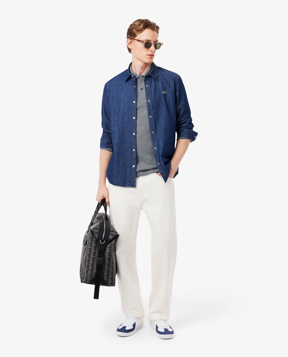 Polo de hombre de piqué de corte ajustado de manga corta - Lacoste - Gris claro Gris claro-4