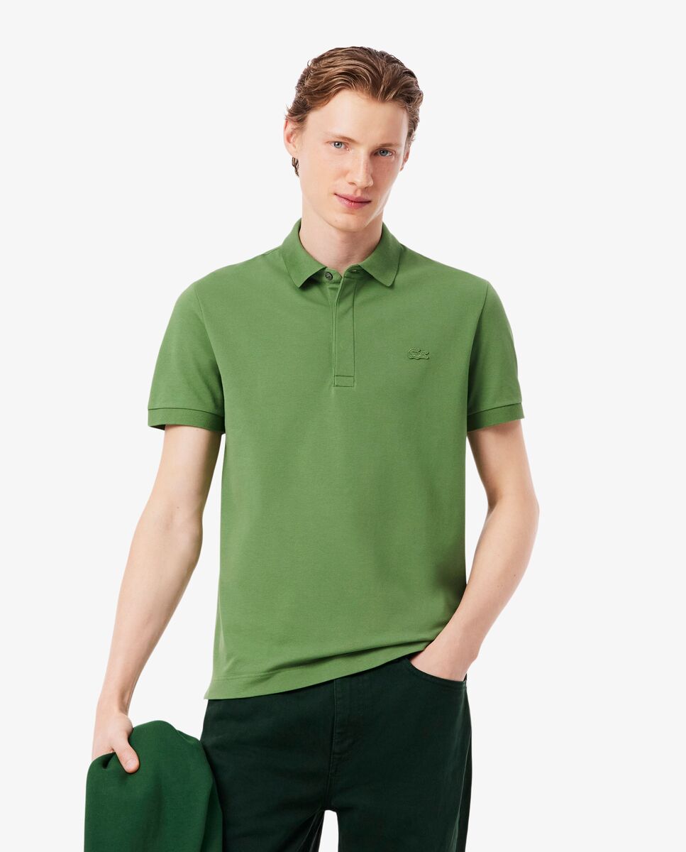 Polo de hombre de corte regular Paris de piqué elástico de manga corta - Lacoste - Verde Verde-1