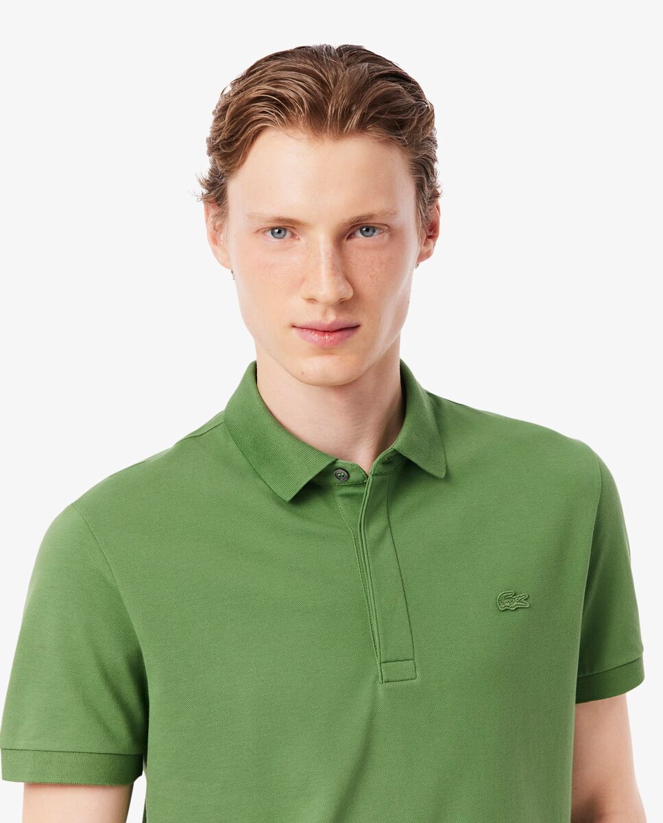 Polo de hombre de corte regular Paris de piqué elástico de manga corta - Lacoste - Verde Verde-3