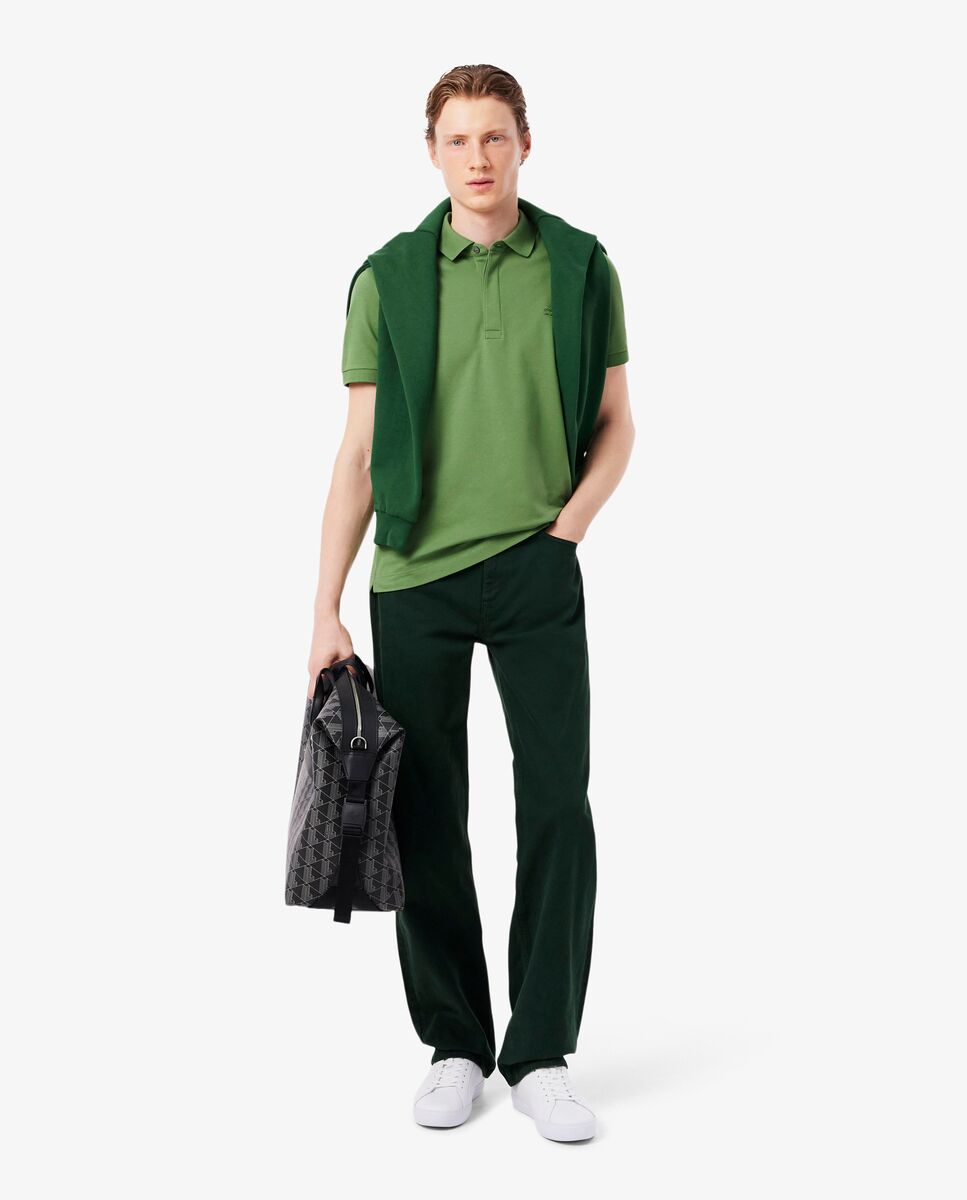 Polo de hombre de corte regular Paris de piqué elástico de manga corta - Lacoste - Verde Verde-4
