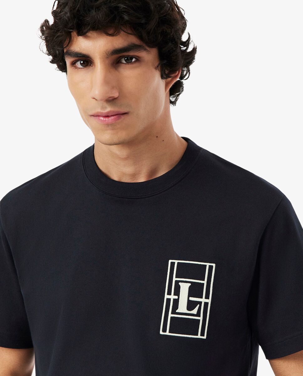 Camiseta de hombre grueso con bordado de manga corta - Lacoste - Negro Negro-3