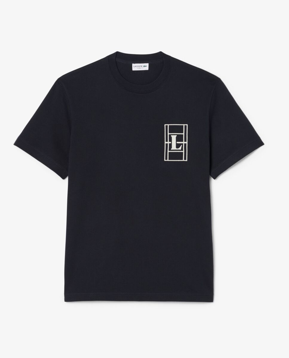 Camiseta de hombre grueso con bordado de manga corta - Lacoste - Negro Negro-5