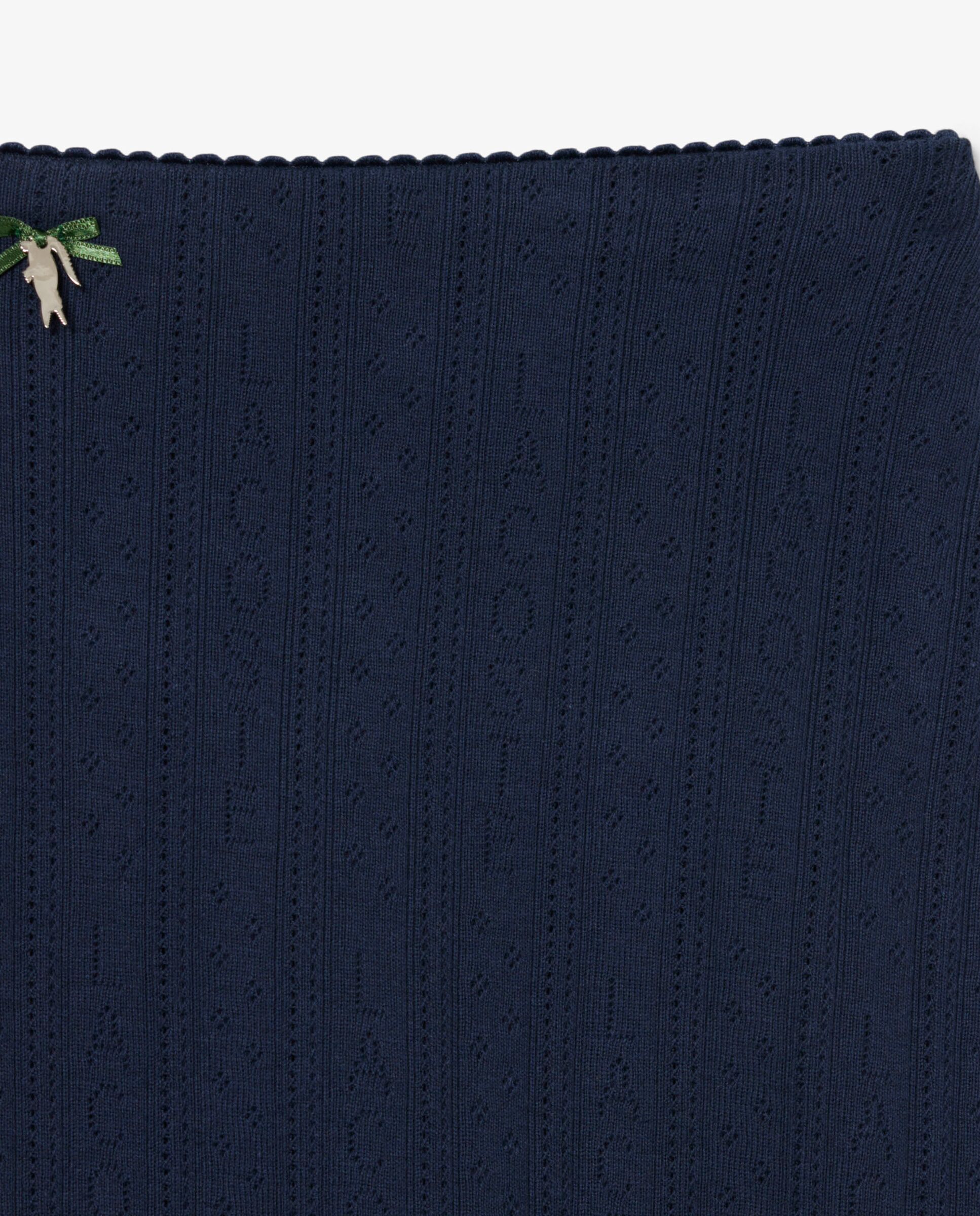 Falda midi de algodón de punto pointelle en azul - Lacoste - Azul marino Azul marino-5