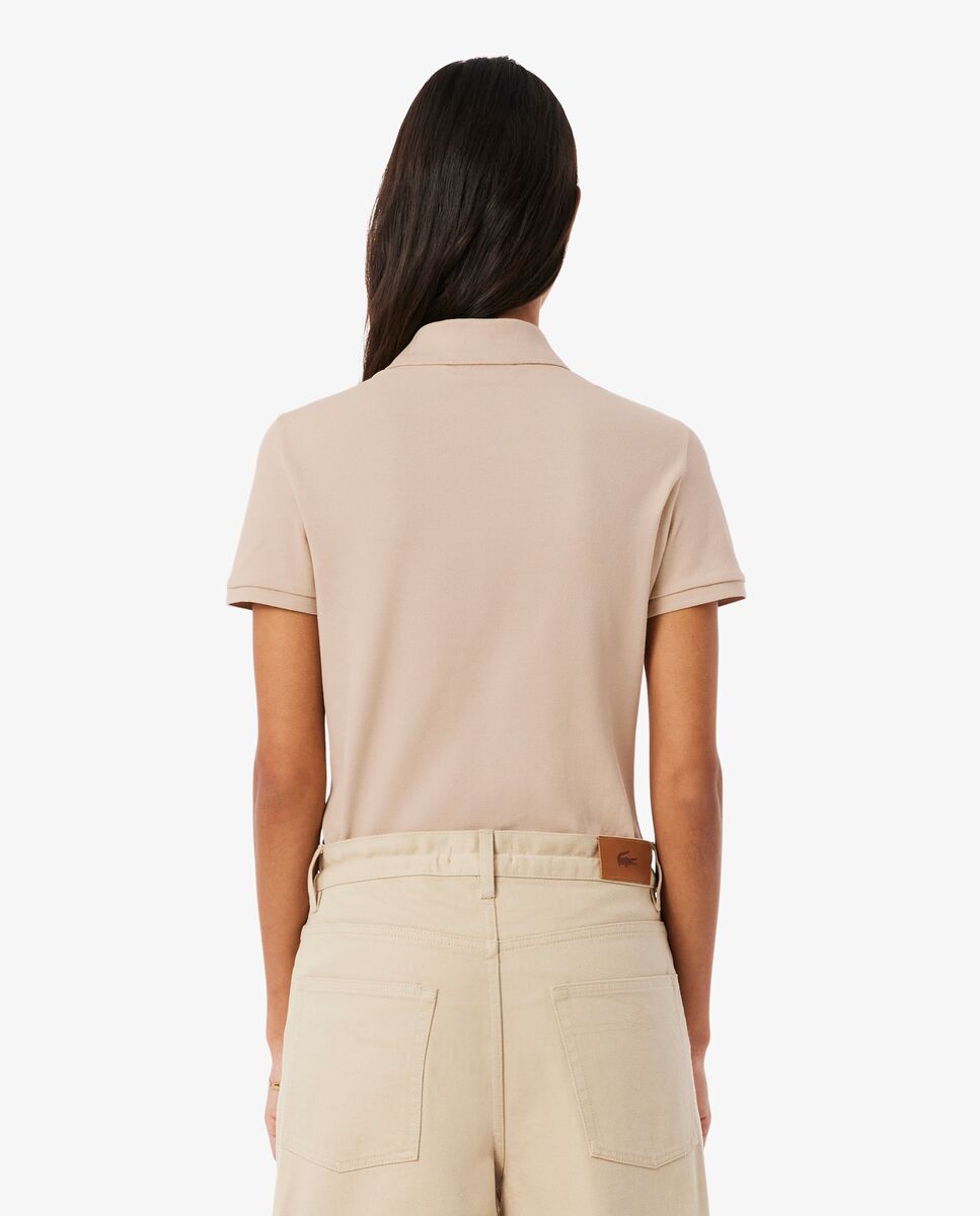Polo de mujer en piqué de algodón stretch de manga corta - Lacoste - Beige Beige-3