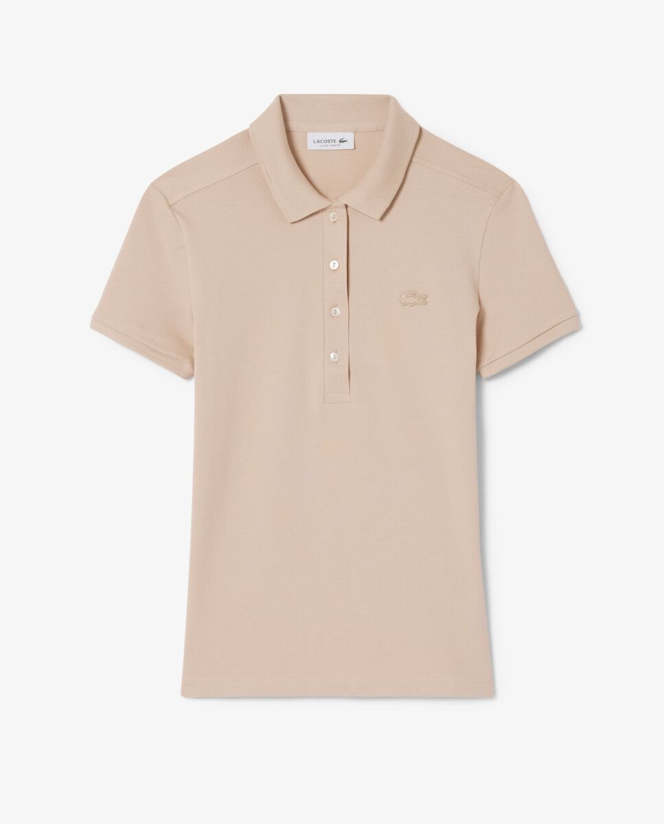 Polo de mujer en piqué de algodón stretch de manga corta - Lacoste - Beige Beige-6
