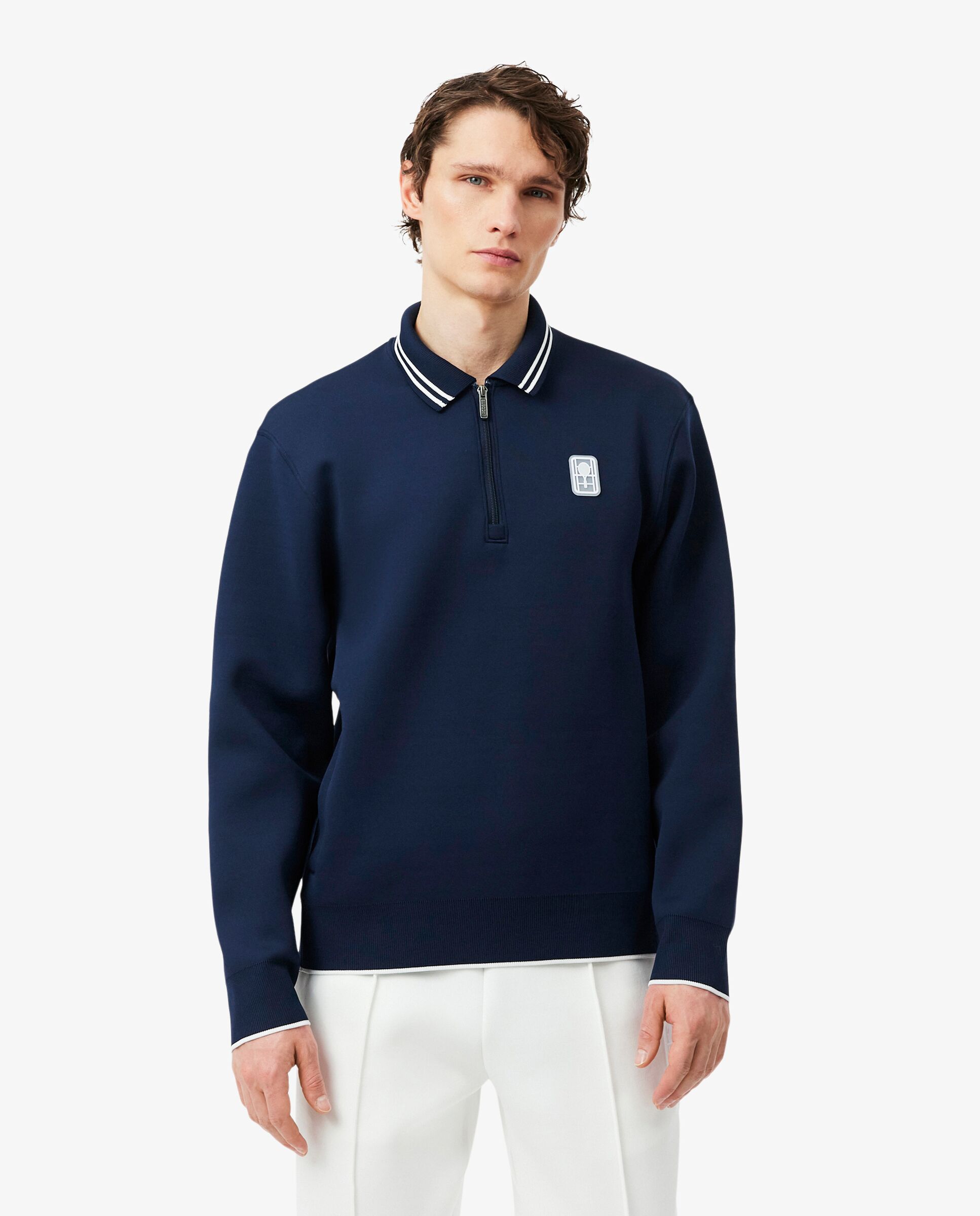 Lacoste - Sudadera de hombre de tenis con cremallera y cuello polo heritage.