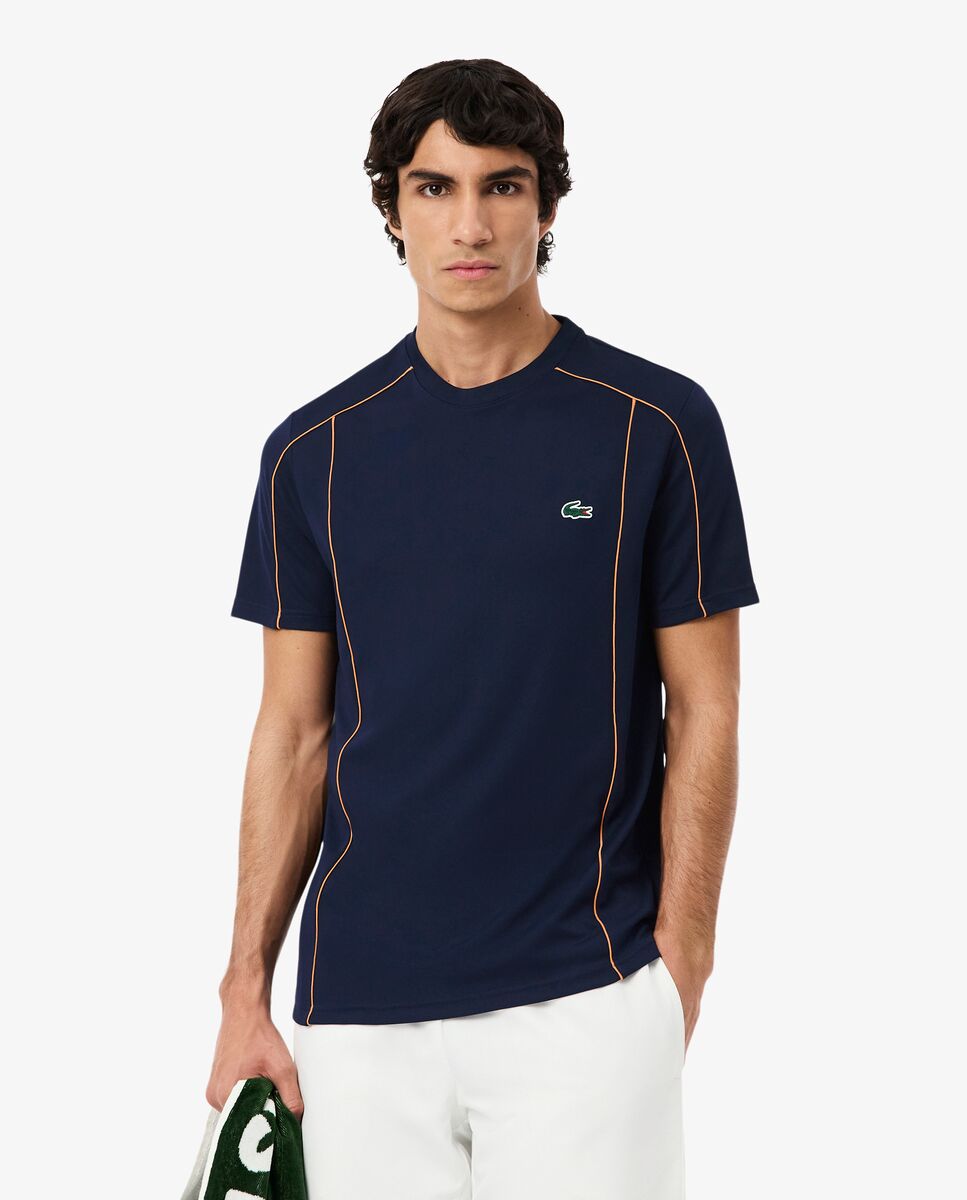 Lacoste - Camiseta de hombre deportiva con ribete en contraste Ultra-Dry en verde de manga corta.