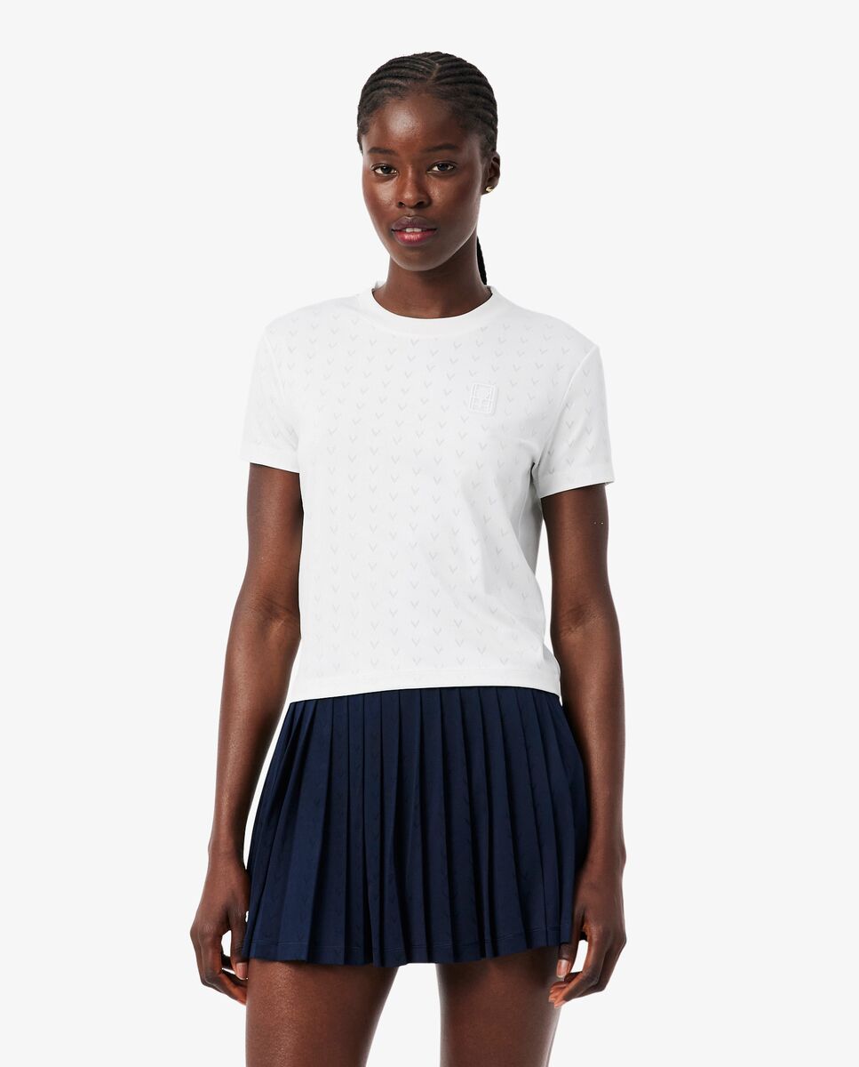 Camiseta de mujer de tenis de corte ajustado Ultra Dry en azul de manga corta - Lacoste - Blanco Blanco-1