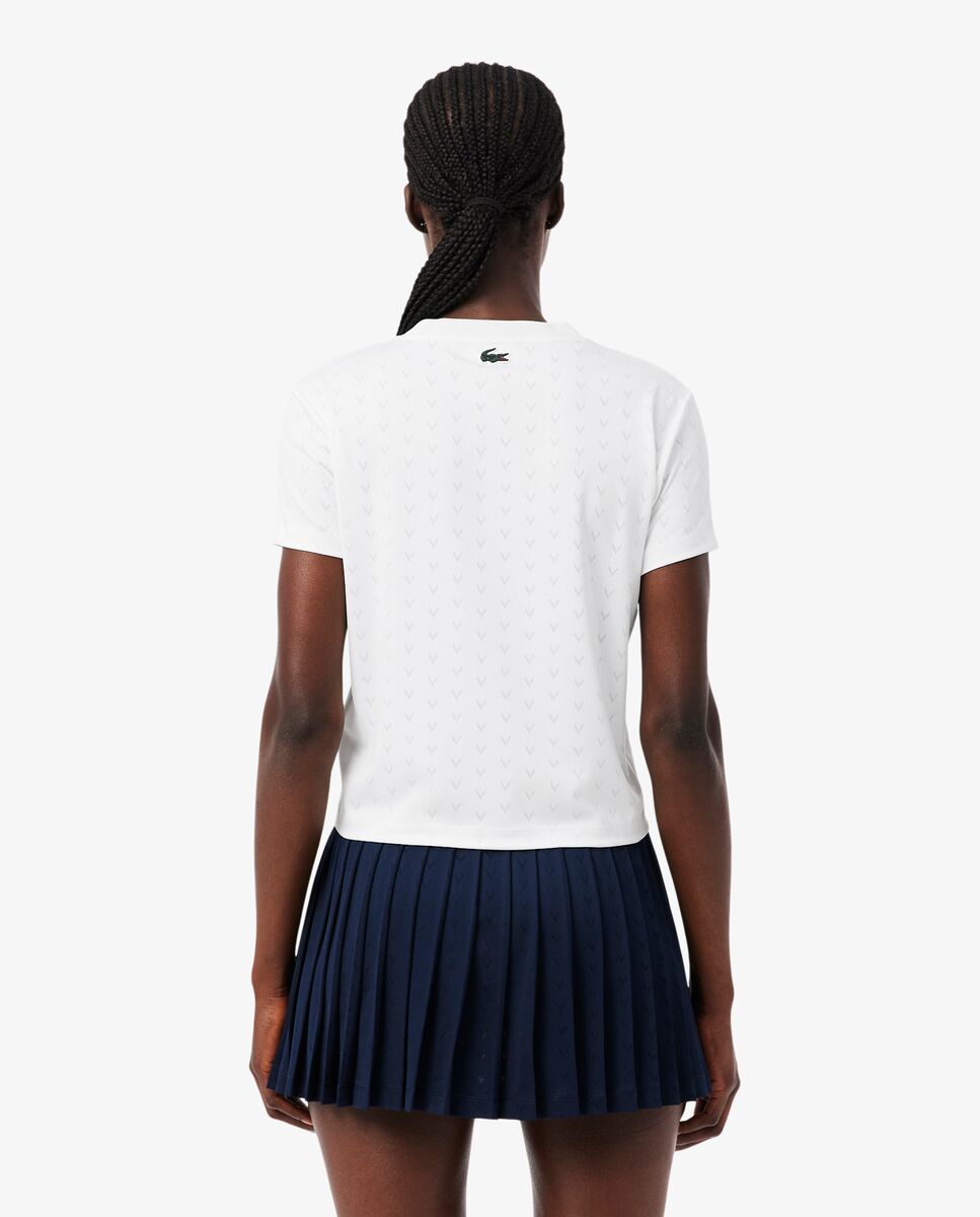 Camiseta de mujer de tenis de corte ajustado Ultra Dry en azul de manga corta - Lacoste - Blanco Blanco-2