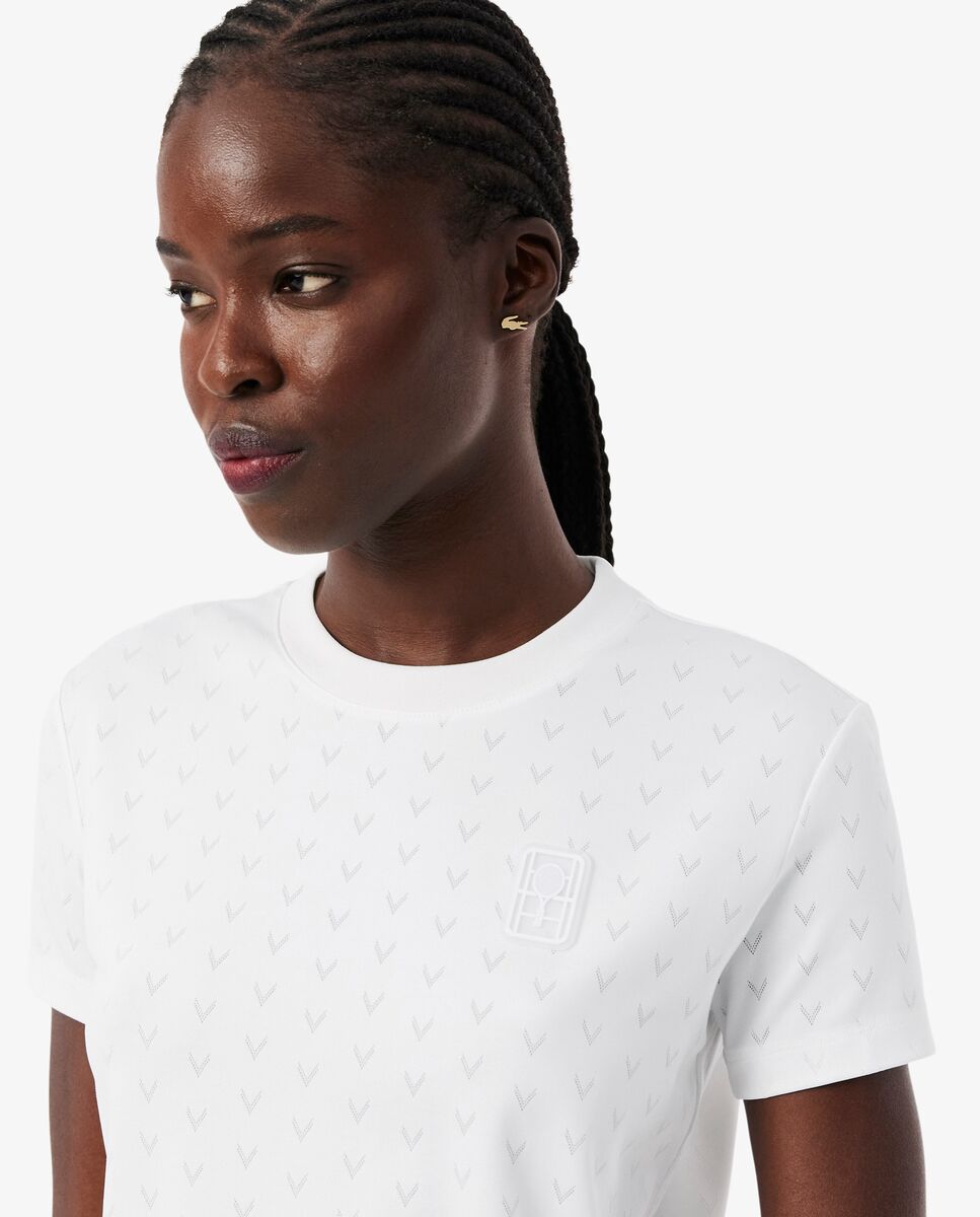 Camiseta de mujer de tenis de corte ajustado Ultra Dry en azul de manga corta - Lacoste - Blanco Blanco-3