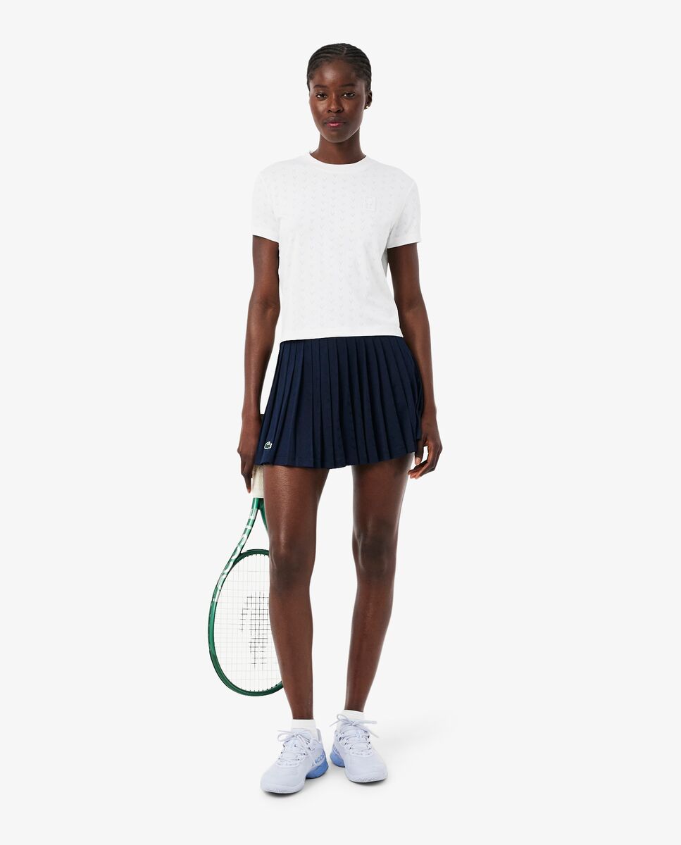 Camiseta de mujer de tenis de corte ajustado Ultra Dry en azul de manga corta - Lacoste - Blanco Blanco-4