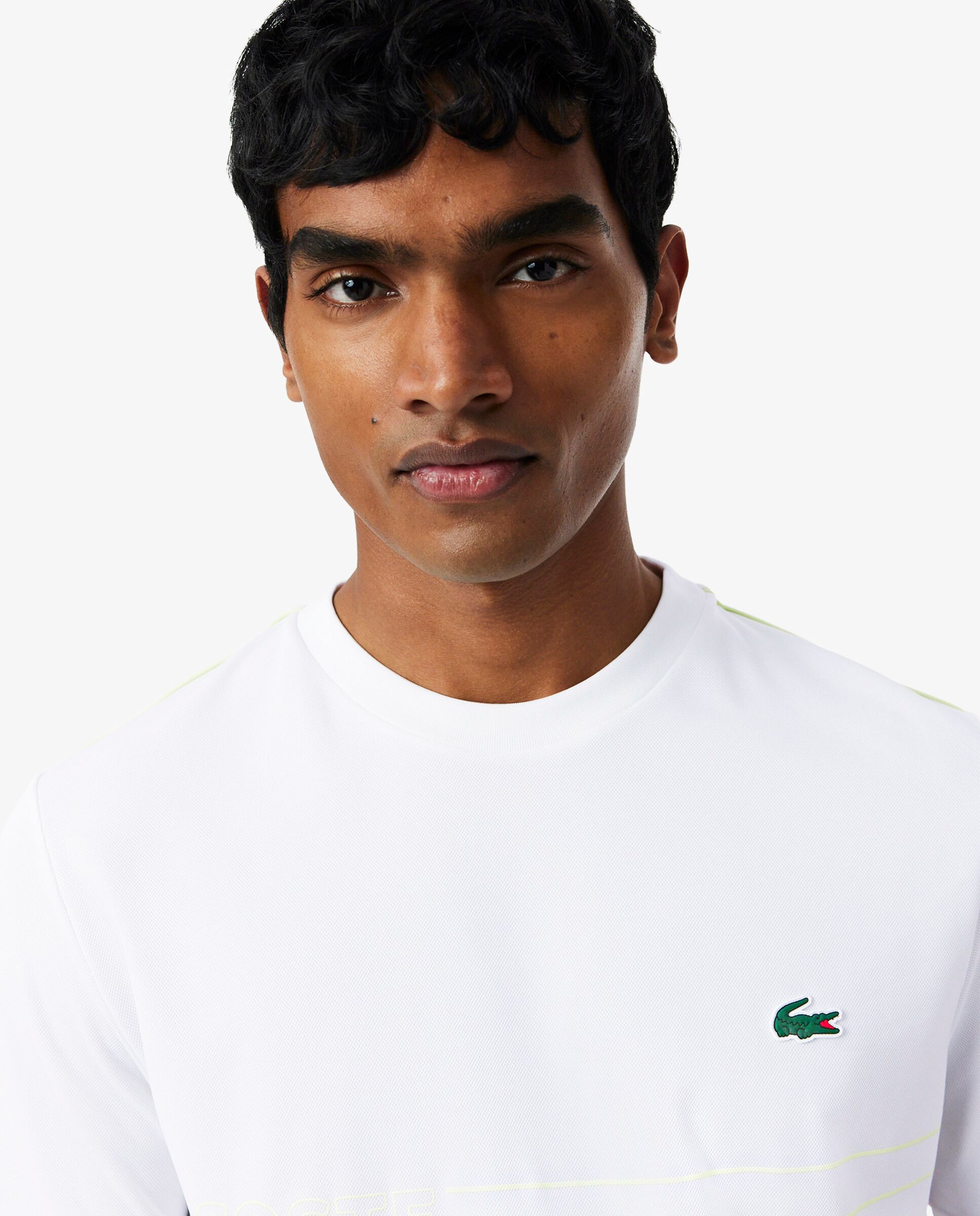 Camiseta de hombre deportiva estampada ultra-dry en blanco de manga corta - Lacoste - Blanco Blanco-3