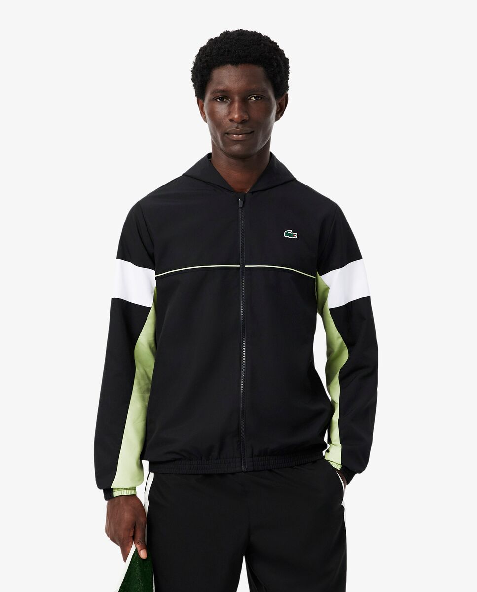 Lacoste - Chaqueta de hombre de Chándal de hombre deportiva con bloques de color en verde en verde.