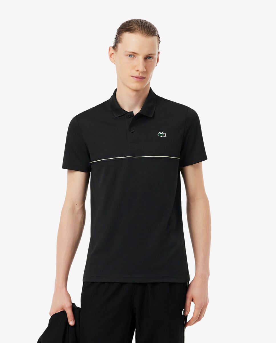 Lacoste - Polo de hombre deportivo con estampado Ultra-Dry en azul de manga corta en azul.