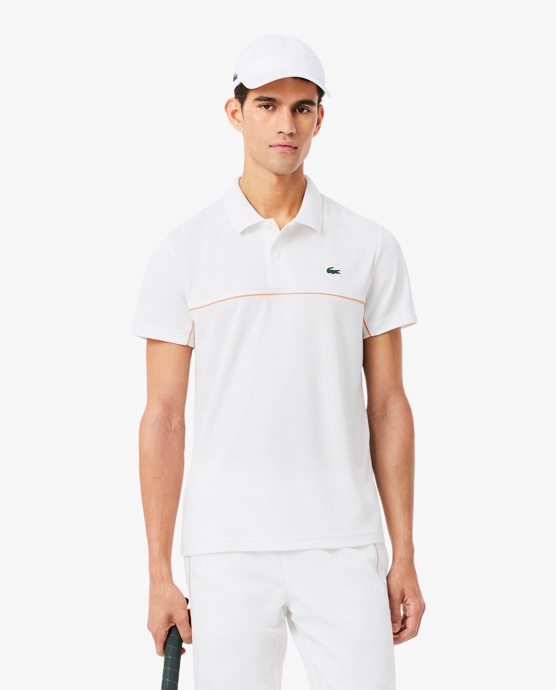 Lacoste - Polo de hombre deportivo con ribete en contraste ultra-dry de manga corta.