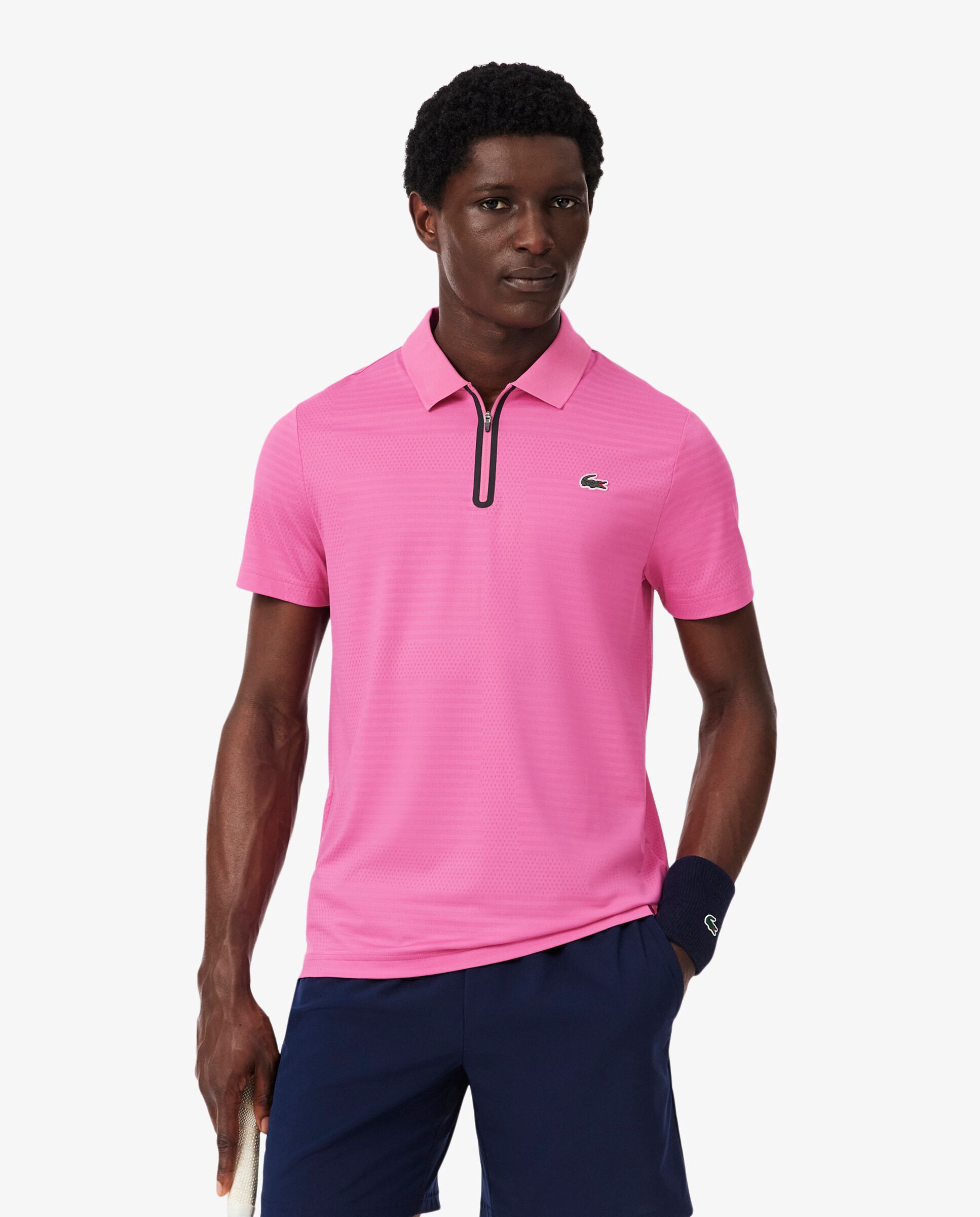 Imagen 0 de Polo de hombre de tenis de jacquard elástico Ultra-Dry en verde de manga corta Rosa