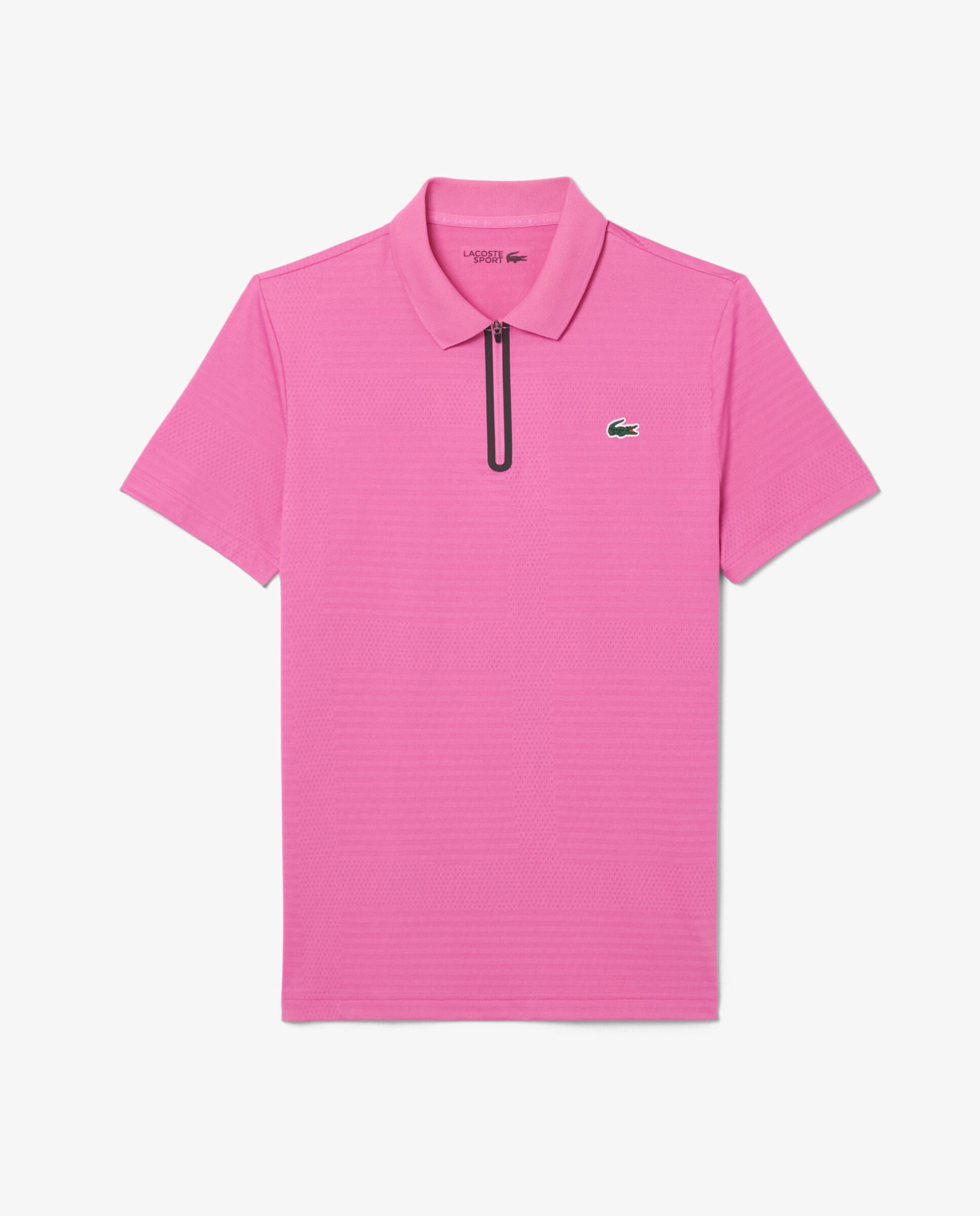 Polo de hombre de tenis de jacquard elástico Ultra-Dry en verde de manga corta - Rosa Rosa-5