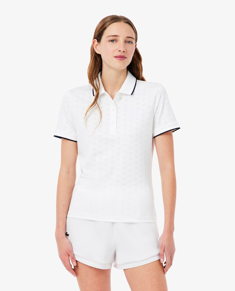 Polo de mujer de tenis elástico de manga corta - Lacoste - Blanco Blanco-1