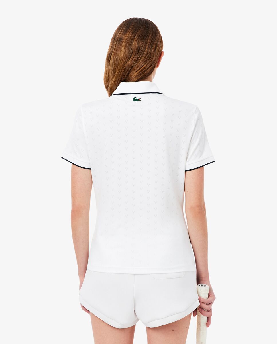 Polo de mujer de tenis elástico de manga corta - Lacoste - Blanco Blanco-3
