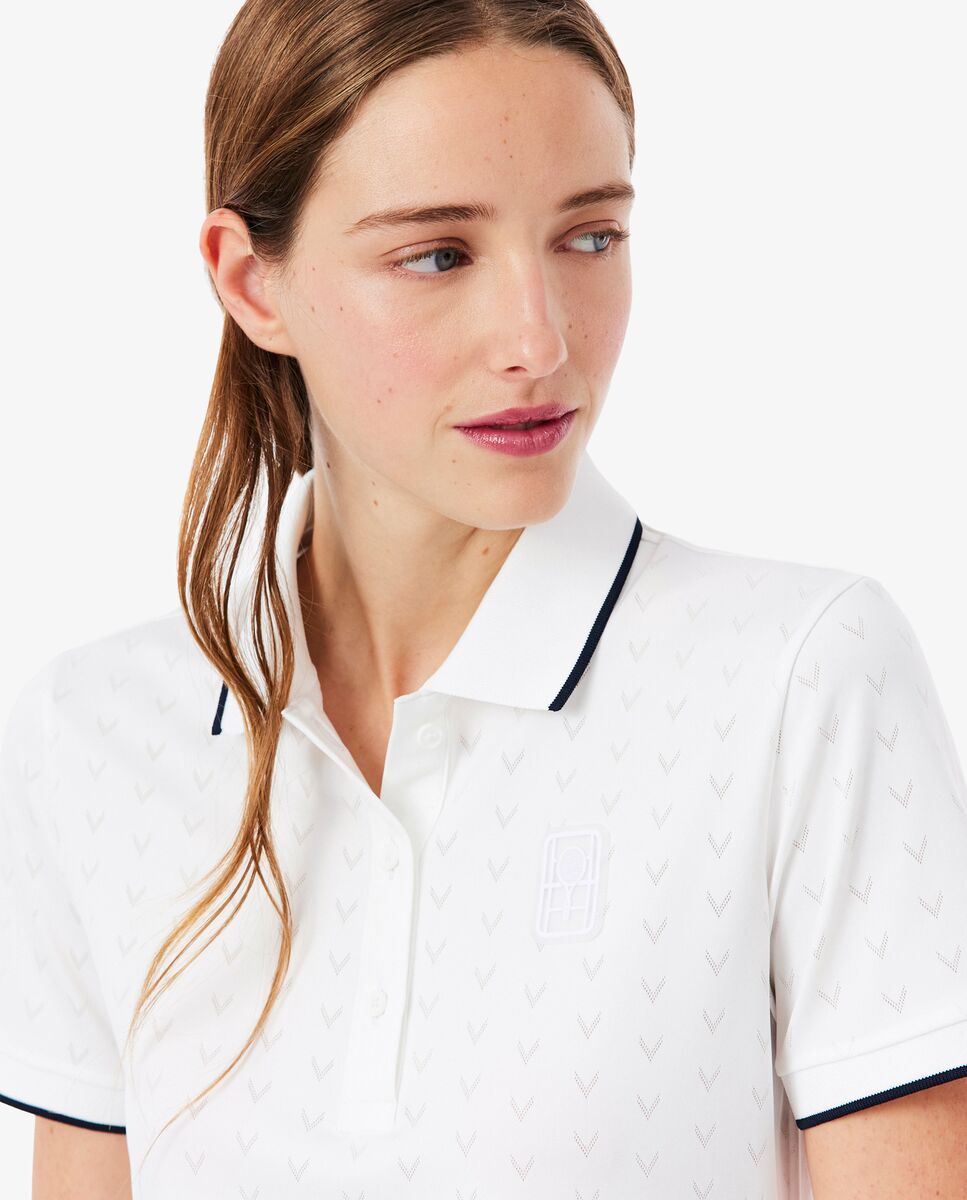 Polo de mujer de tenis elástico de manga corta - Lacoste - Blanco Blanco-4