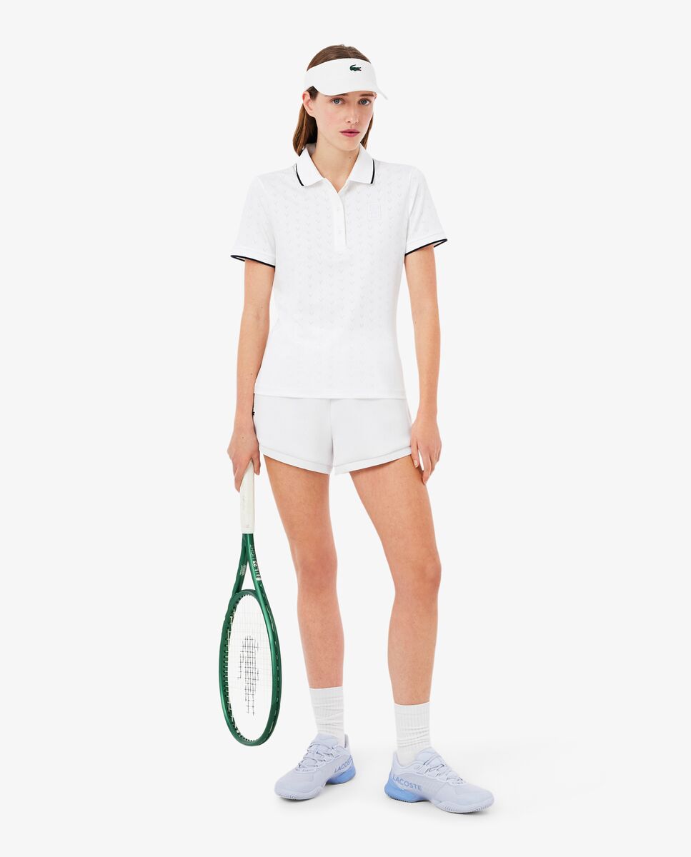Polo de mujer de tenis elástico de manga corta - Lacoste - Blanco Blanco-5