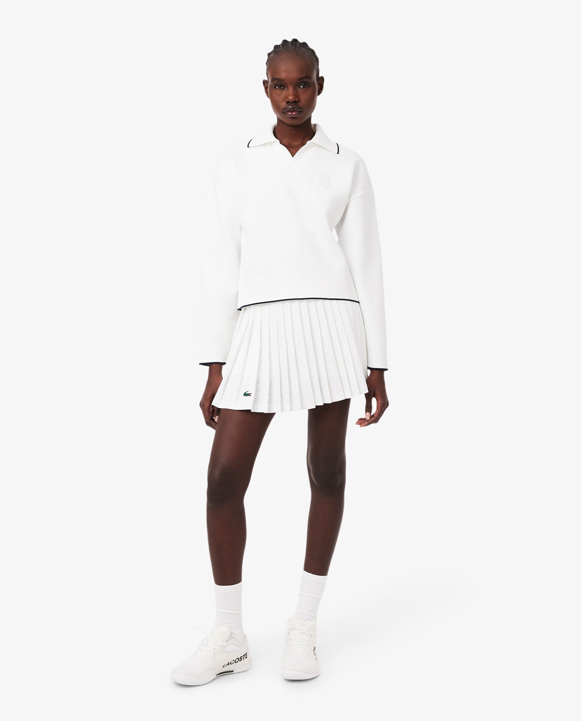 Lacoste - Falda de tenis forrada ultra-dry heritage en blanco.