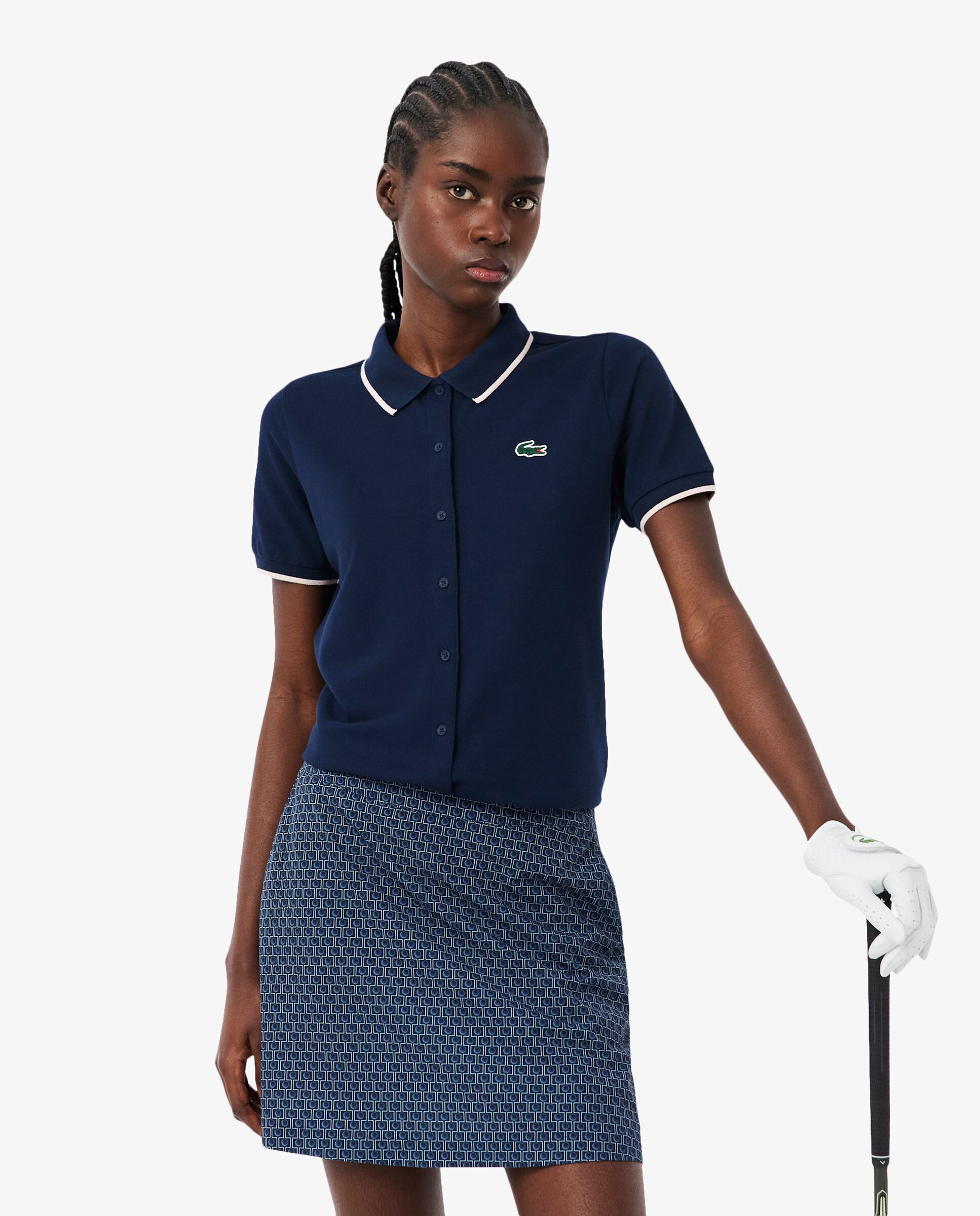 Polo de mujer de golf de petit piqué termorregulador en blanco de manga corta - Lacoste - Azul marino Azul marino-1